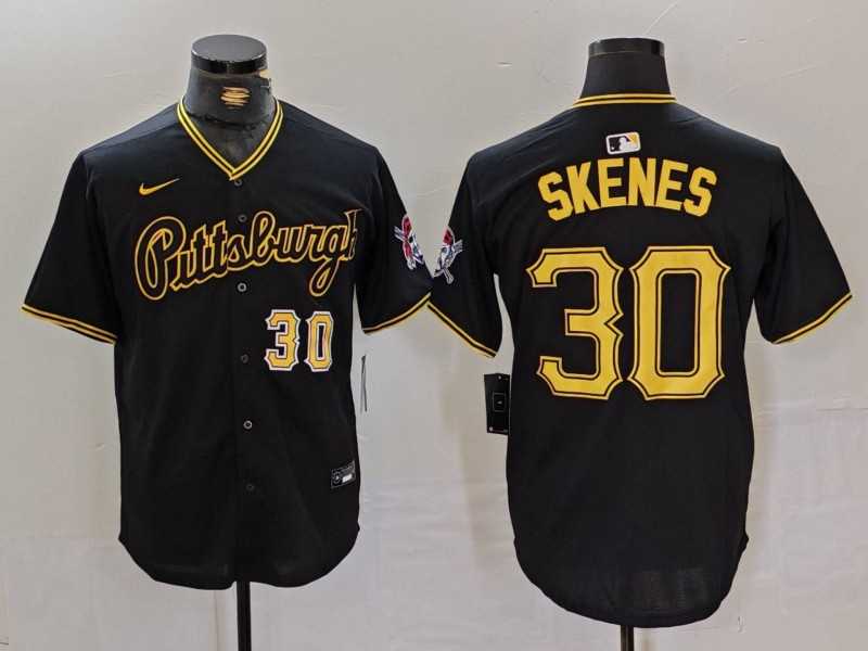 Mens Pittsburgh Pirates #30 Paul Skenes Nike Black Cool Base Jersey->pittsburgh pirates->MLB Jersey
